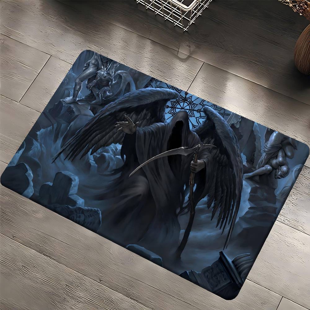 D-Dark Grim Reaper Anime Entrance Door Mat Nordic Style Home Doormat Bathroom-Toilet Mats Bedroom Hotel Decor Mat