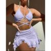 European and American Bikini Sexy Three-Piece Suit Women's Beach Swimsuit Fashion Lace-up Swimsuit