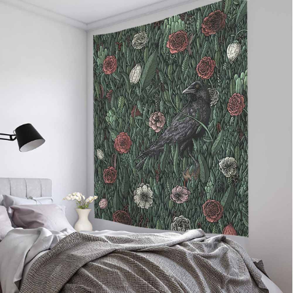 Fantasy Landscape 3D Printing Tapestry Plant Flower and Bird Art Wall Hanging Bohemian Psychedelic Kawaii Home Room Decoration