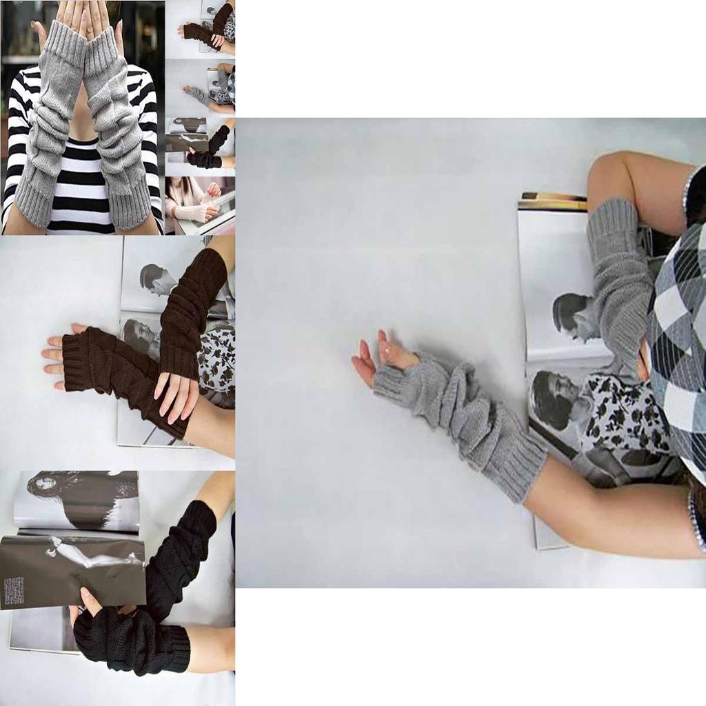 Стильные Модные Женские Перчатки Митенки Длинные Без Пальцев Вязаные Крючком Для Комфорта