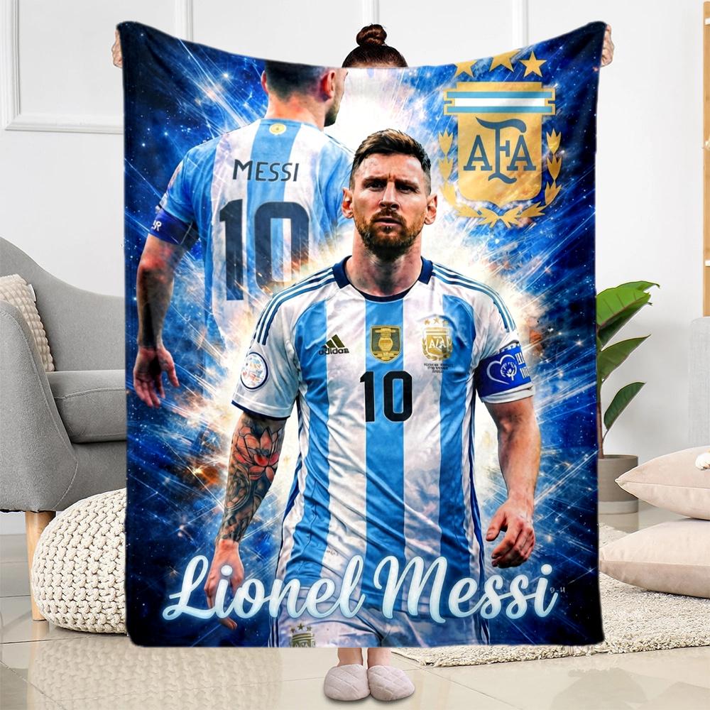 Lionel Messi Football Kings Crowns Blanket Durable Comfort Great For Couch Bedding Sofa Four Seasons Universal Warmthful Decor Best Holiday Gift For F