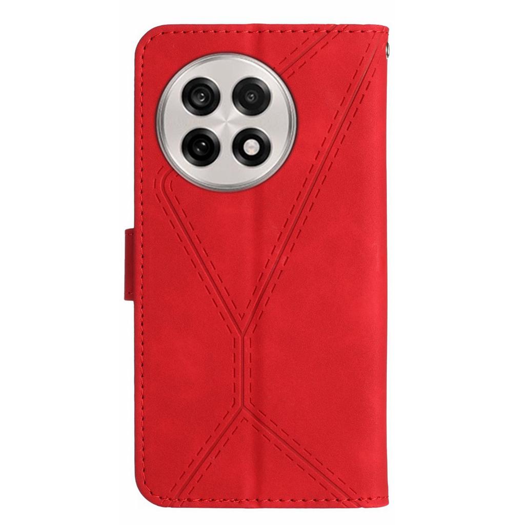 For OnePlus 13 Case Skin Touch Lines Imprinted PU Leather Flip Phone Cover