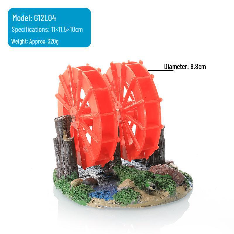 Aquarium Windmill Wheel Ornament: Oxygen Pump Resin Decoration for Fish & Shrimp Tanks
