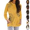 Women's Fashion Casual Round Neck Print 3/4 Sleeve Pocket T-Shirt Top