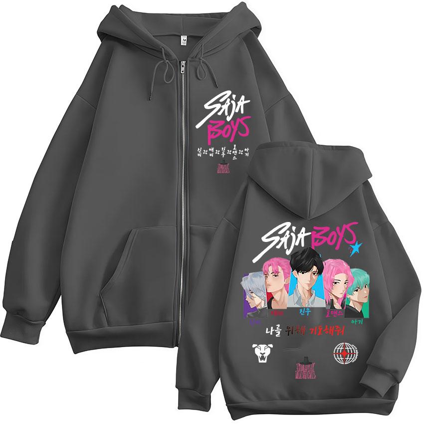 K-pop Saja Boys Охотники на демонов Фильм Толстовка на молнии Мужская Женская Повседневная Куртка Оверсайз Толстовки Хип-хоп Поклонники Подарок Толстовки на молнии