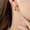 Fashion Smooth Oval Hoop Earrings For Women Stainless Steel U Shape Ear Buckle Huggie Earrings Vintage Zircon Gold Copper Color