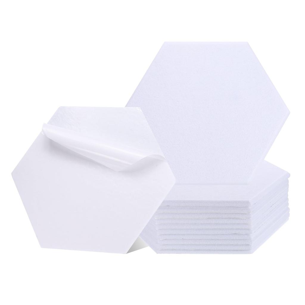 Uxcell 12-Piece Self-Adhesive Acoustic Panels, 12" X 10" X 0.4", Good Density Soundproof Padding, Hexagonal Soundproof Absorbent Panels, Insulation,
