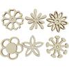 Amosfun 100PCS Wooden Flower Embellishments Patterns Cutouts Wooden Pieces Craft Ornament for DIY Art