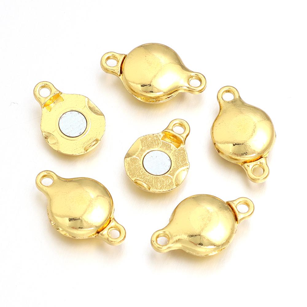 5pcs/lot Alloy Magnetic Buckles Gold Flat Round End Clasps Connectors For DIY Craft Bracelet Necklace Jewelry Making Accessories