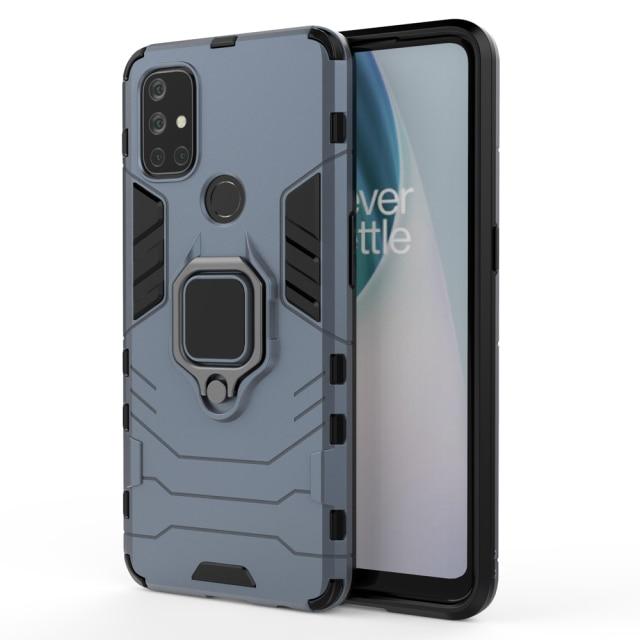 Жесткий противоударный чехол для телефона из ТПУ Hybird Armor для One Plus Oneplus Nord N200 CE N100 N10 5G 9 Pro 9R, силиконовая рамка, задняя крышка с подставкой и магнитным кольцом