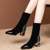 Footwear Rhinestone Shoes For Woman Elastic Sock Pointed Toe Women's Boots On Offer Stylish Waterproof High Quality New In
