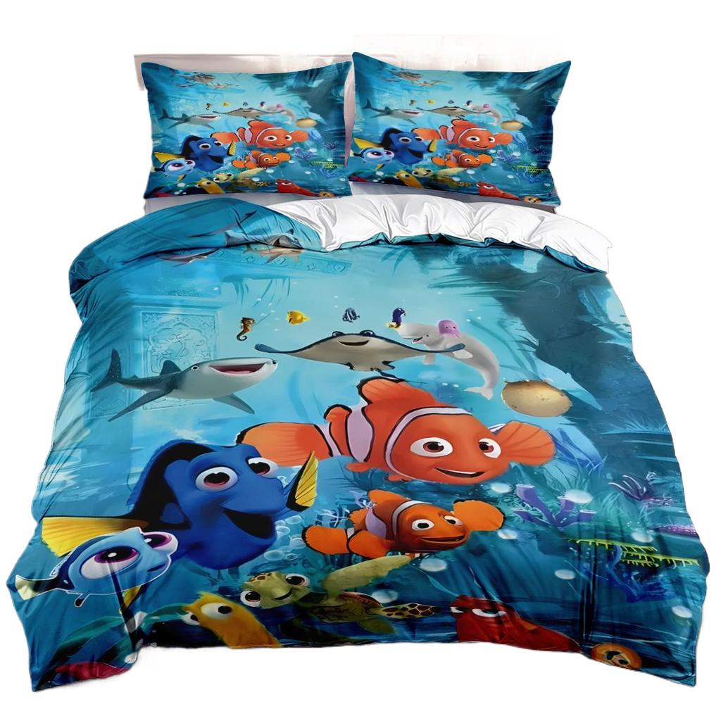 Ocean Adventure Finding Nemo Bedding Set, Duvet Cover Pillowcases,3d Bedding Set Family Love Gift for Boys Girls Bedroom Decor