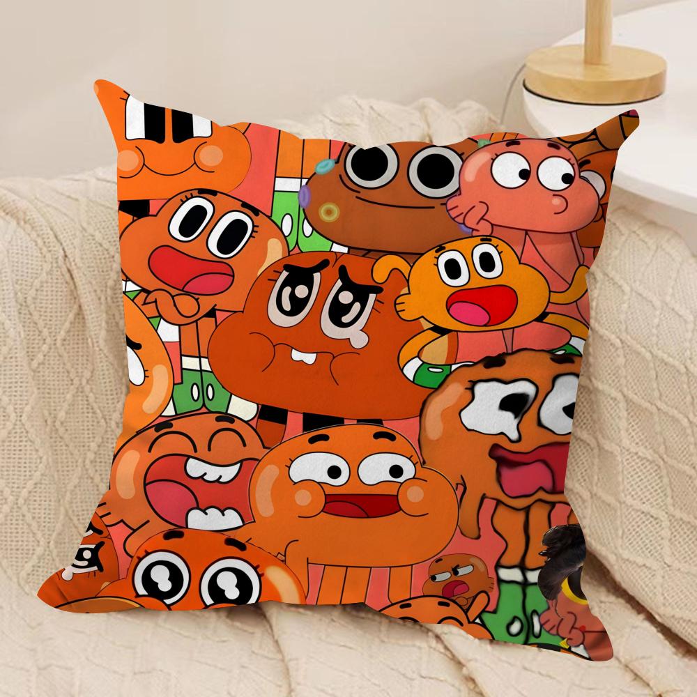 Animation Amazing World Gumball Cushion Cover Soft Plush Fabric DoubleSided Printed Sofa Cushion Cover for All Seasons Decor