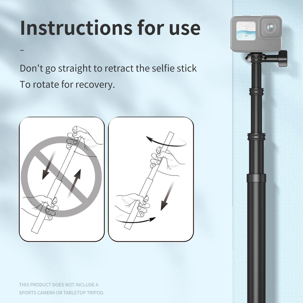 TELESIN 3 Meters Telescoping Selfie Pole Carbon Fiber Selfie Stick Adjustable Extension Pole