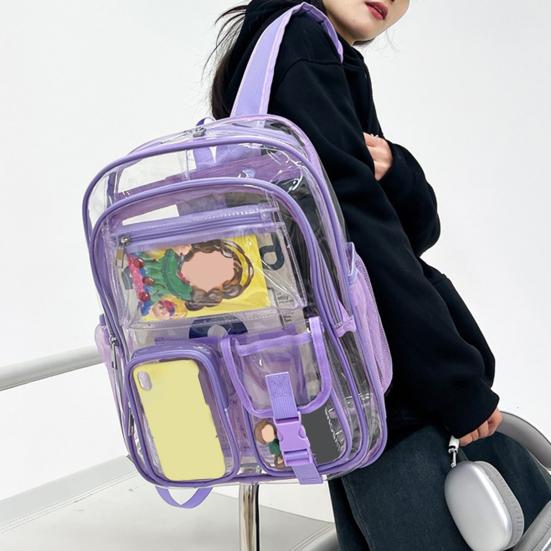 Clear Backpack for Girls Boys Waterproof Heavy Duty Transparent Bookbag Large Capacity See Through Backpack for Work School Travel