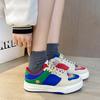 Mandarin Duck Women's Shoes, Rainbow White Shoes, Internet Famous Casual Board Shoes, Color Blocking Leather Surface, Thick Sole, Trendy