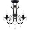 VidaXL Chandelier Metal Black Art Nouveau Style Crystal Beads 3 Bulbs E14 Lamp 241385