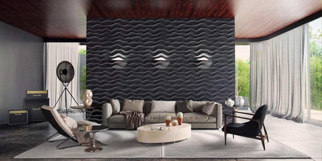 3D Wall Panel Mold for Gypsum, Plaster or Concrete Tile for Decorative Wall Panels 'Efir'