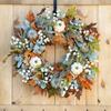 Halloween Thanksgiving Christmas Wall Decor Wreath Frosty Leaf Pumpkin Autumn Wreath Hanging Door Decoration