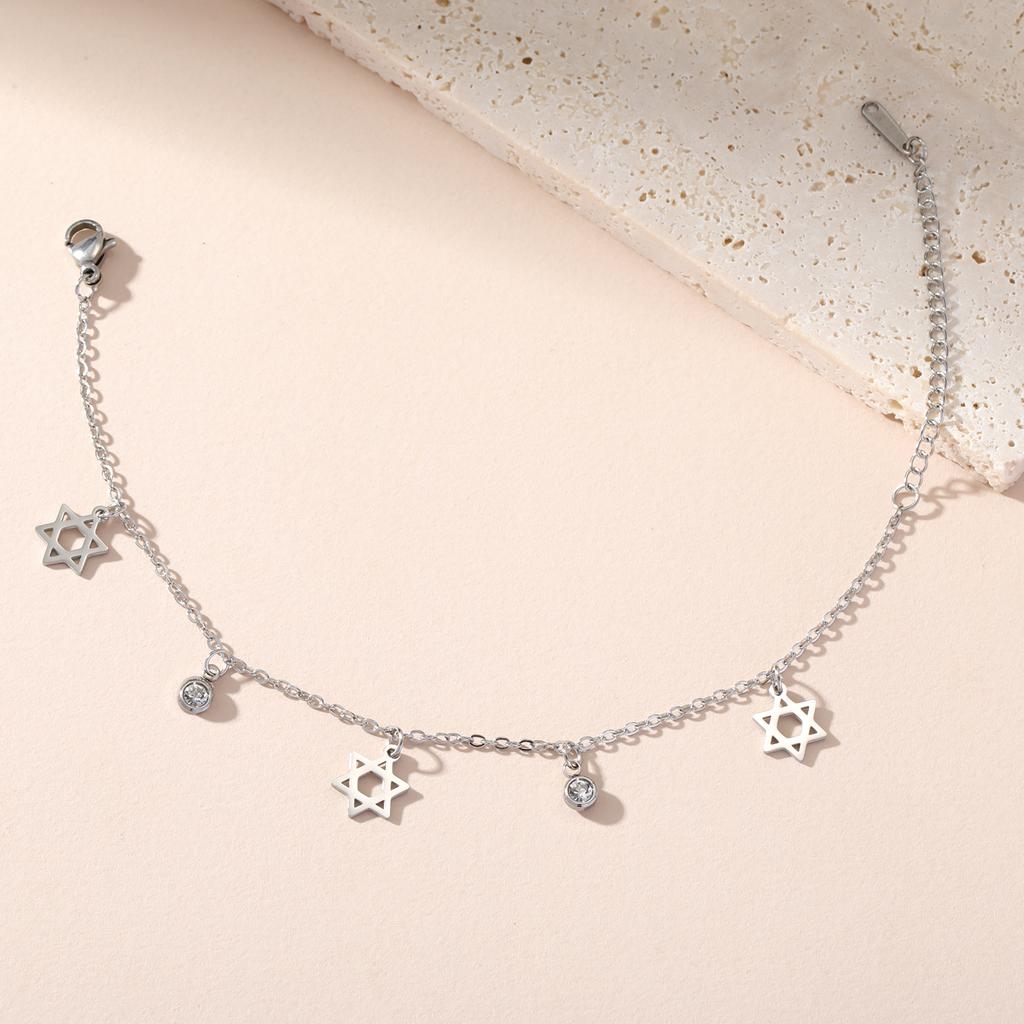 Cazador Stainless Steel Star of David Charm Bracelets for Women Clear Zircon Bracelets Hexagram Jewish Jewelry Wholesale 2026