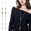 Women Sweater Chain Long Tassel Faux Pearl Rhinestone Decor Alloy Clothes Jewelry Dating