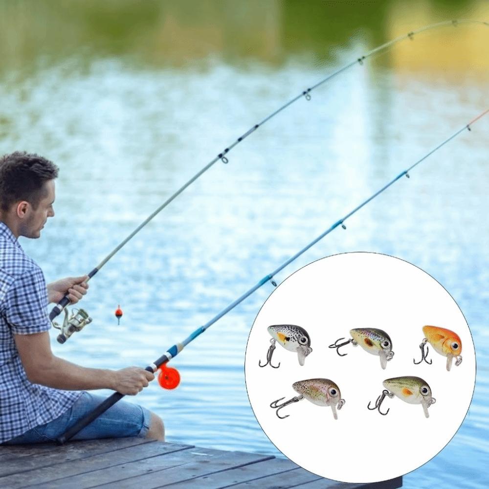 5PCS with Triple Hook Fish Crankbaits ABS Fishing Lures Durable Topwater Lures Bass Fishing
