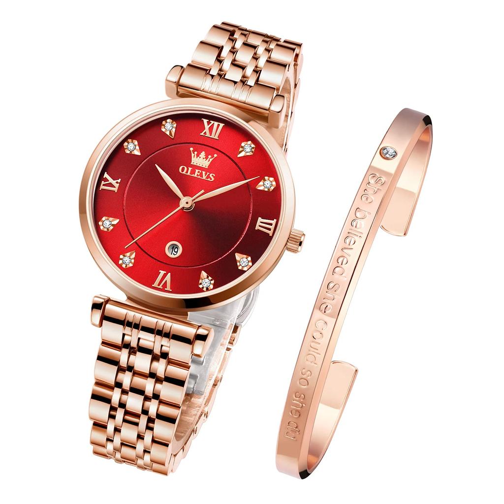 OLEVS Arm японские ультра розовые нержавеющая сталь стильные водонепроницаемые часы браслет розовый день подарок для часов на Рождество подарок OLEVS женские часы,