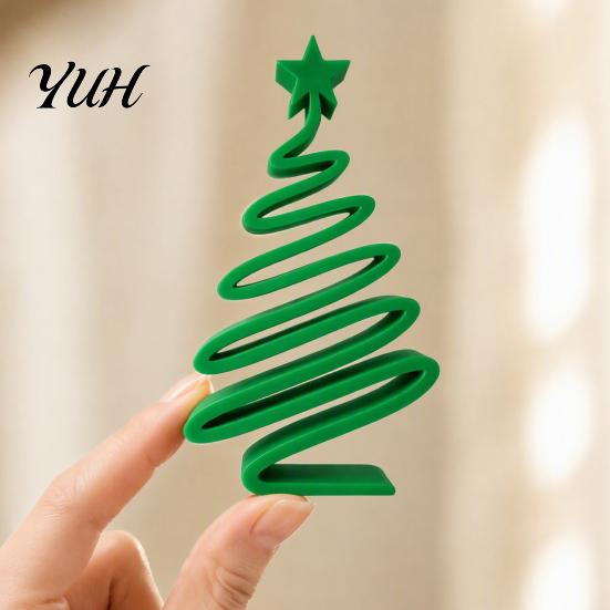 Indoor Outdoor Festive Display 3D Printed Minimalist Christmas Tree Desktop Ornament, Modern Holiday Table Living Room Accents Sign for Bedroom