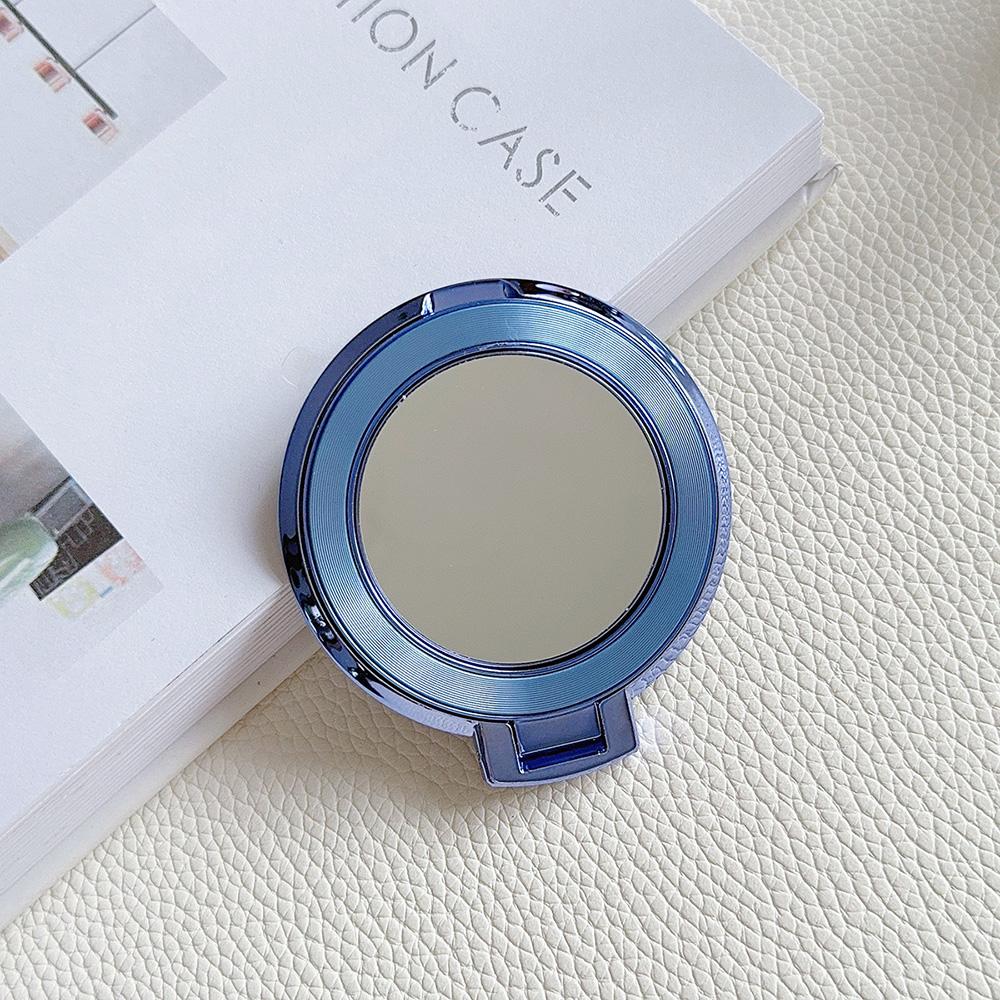 Магнитный держатель для мобильного телефона с гальваническим покрытием цвета конфет, складной, с защитой от падения, с металлическим кольцом, пряжкой, липкой наклейкой на заднюю панель, зеркальцем для макияжа