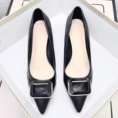 Темпераментные модные одинарные туфли с острым носком, новые весенне-летние, на низком каблуке, с мелким вырезом, универсальные, на среднем каблуке, на высоком каблуке, одинарные туфли