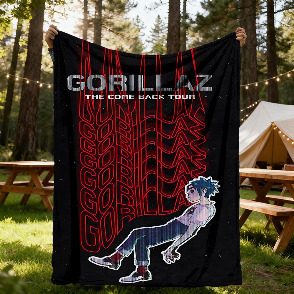 1 шт. Плед Gorillaz Tour для улицы, легкий, фланелевый, для использования в любое время года, для дивана, кровати, путешествий, кемпинга, гостиной, офиса, дивана046