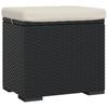 Black Footstool with Cushion 40 x 30 x 40 cm Poly Rattan