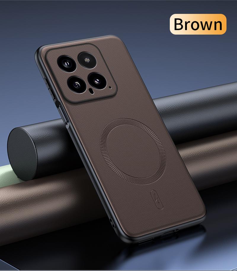 Чехол для Xiaomi 14 Магнитная кожаная защитная крышка для Xiaomi 14 Высококачественный Не оставляющий отпечатков пальцев Нескользящий ПК+ТПУ