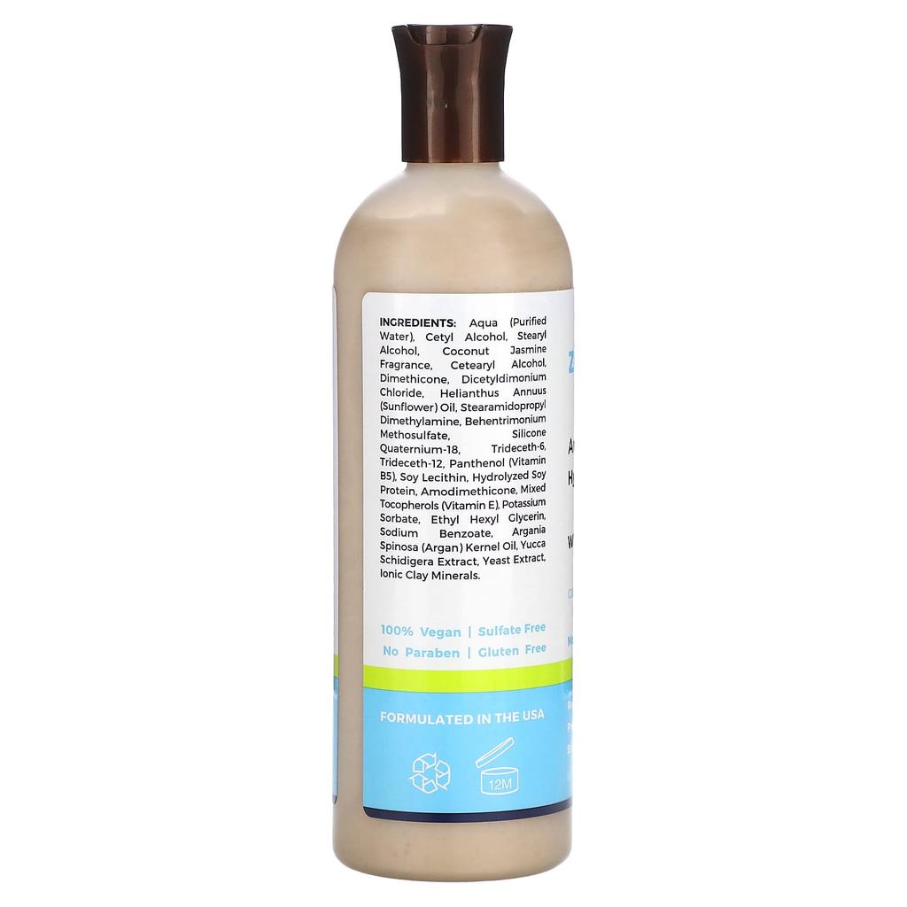 Zion Health Ancient Minerals, увлажняющий кондиционер с аргановым маслом, кокосом и жасмином, 16 жидких унций (473 мл)