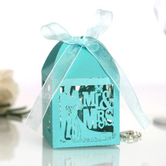 20 шт., коробки для конфет с бабочкой и вырезом, шоколадный футляр для г-на и г-жи на свадьбе