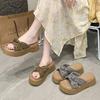 One-word Platform Slippers Women's Fashion Design Sense 2025 Summer with Skirts Muffin Sandals
