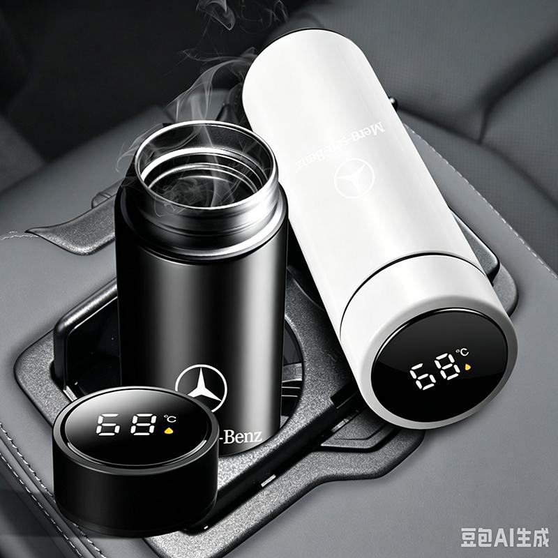 CRY1 Car Smart Thermos Bottle with Temperature Display Coffee Cup Stickers For Mercedes Benz A300 A200 CLK CLA A180 E220 A300 S300
