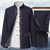 Chinese Traditional Men Tang Suit Tops Pants Hanfu Oriental Embroidery Clothing Sets Casual Kung Fu Tai Chi Uniform