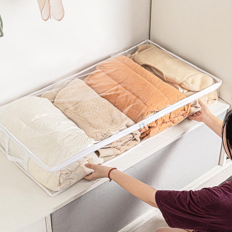 Ящик для хранения на кровати, прозрачный плоский ящик для одежды, отделка одеяла, складной ящик для хранения, ящик для хранения под кроватью