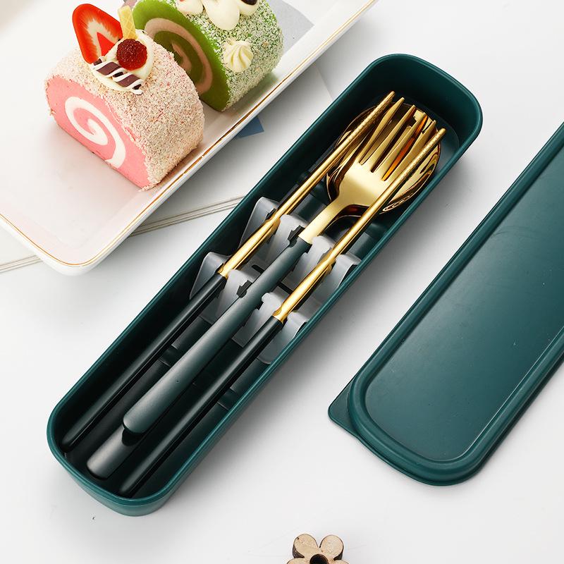 Three-Piece Japanese Stainless Steel Cutlery Set: Spoon, Fork, Chopsticks