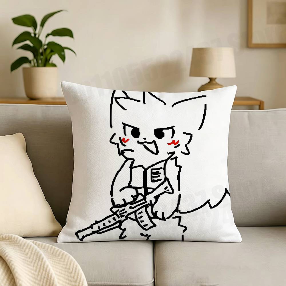 Cute Bboykisser Silly Cat Print Throw Pillow Cover Square Cushion Case for Living Room Bedroom Decor