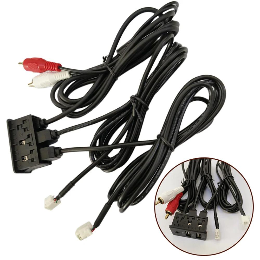 Car Navi USB+RCA Input AUX Port Panel Interface Extension Cable Adapter Panel