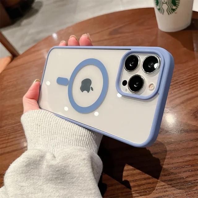 For iPhone 16 Pro Max Luxury Magsafe Magnetic Candy Frame Phone Case For iPhone 11 12 13 14 15 Plus Transparent Protective Cover