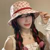 Female Floral Tie Fisherman Hat Spring and Summer Bucket Hat Large Brim Sun Shading and Sun Protection