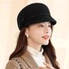 2022 New Women's Autumn/Winter Black Wool Beret - Trendy Korean Duckbill Cap, Face-Revealing, All-Match Style