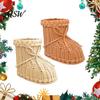 Christmas Storage Basket Boots Shaped Imitation Rattan Basket, Hand Woven Decorative Container, Reusable Party Decor Large Capacity Organizer