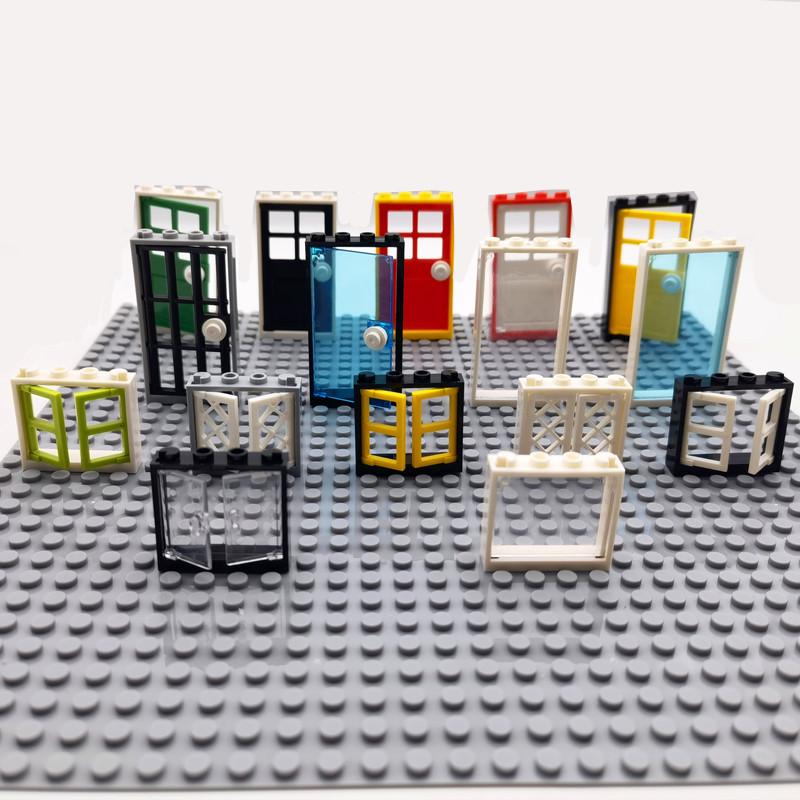 Высококачественные мини-модели MOC Строительные блоки Город: Детали для дверей и окон