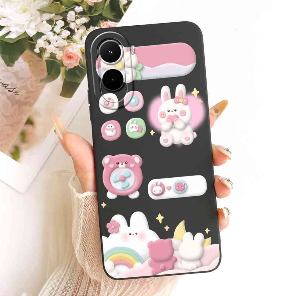 Silicone Case For Xiaomi Poco M7 4G Case Cute Cat Flowers Soft Slim Phone Cases For Xiaomi Poco M7 PocoM7 4G Cover Bumper