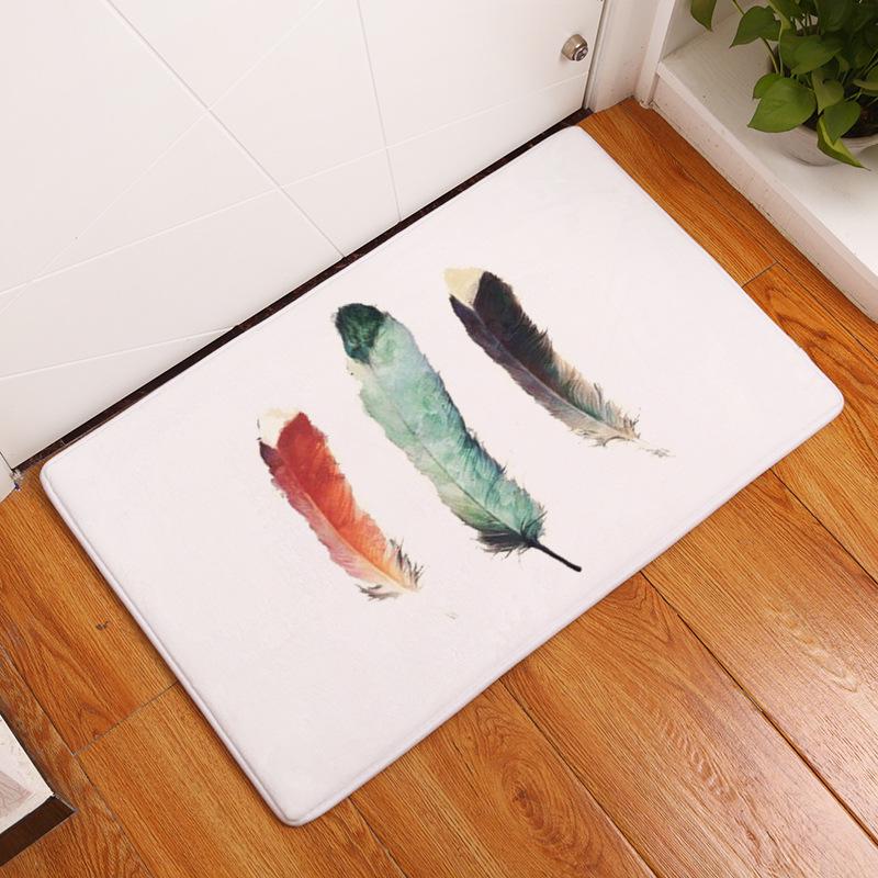 Non-slip Super Soft Carpet Color Feather Printing Bedroom Entrance Door Mat Balcony Living Room Welcome Mat
