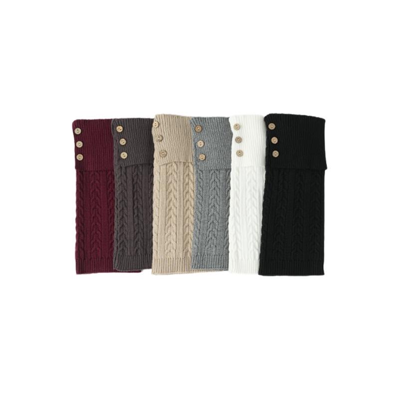 Autumn-Winter Merard Cable Knit Button Leg Warmers - Scrunched Mid-Calf, Thick, Warm, Japanese Retro Style.